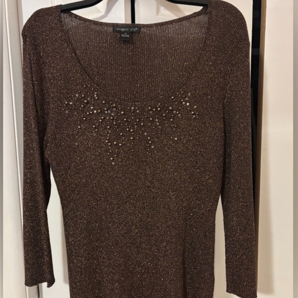 Macy’s August Silk Shimmering Brown Top